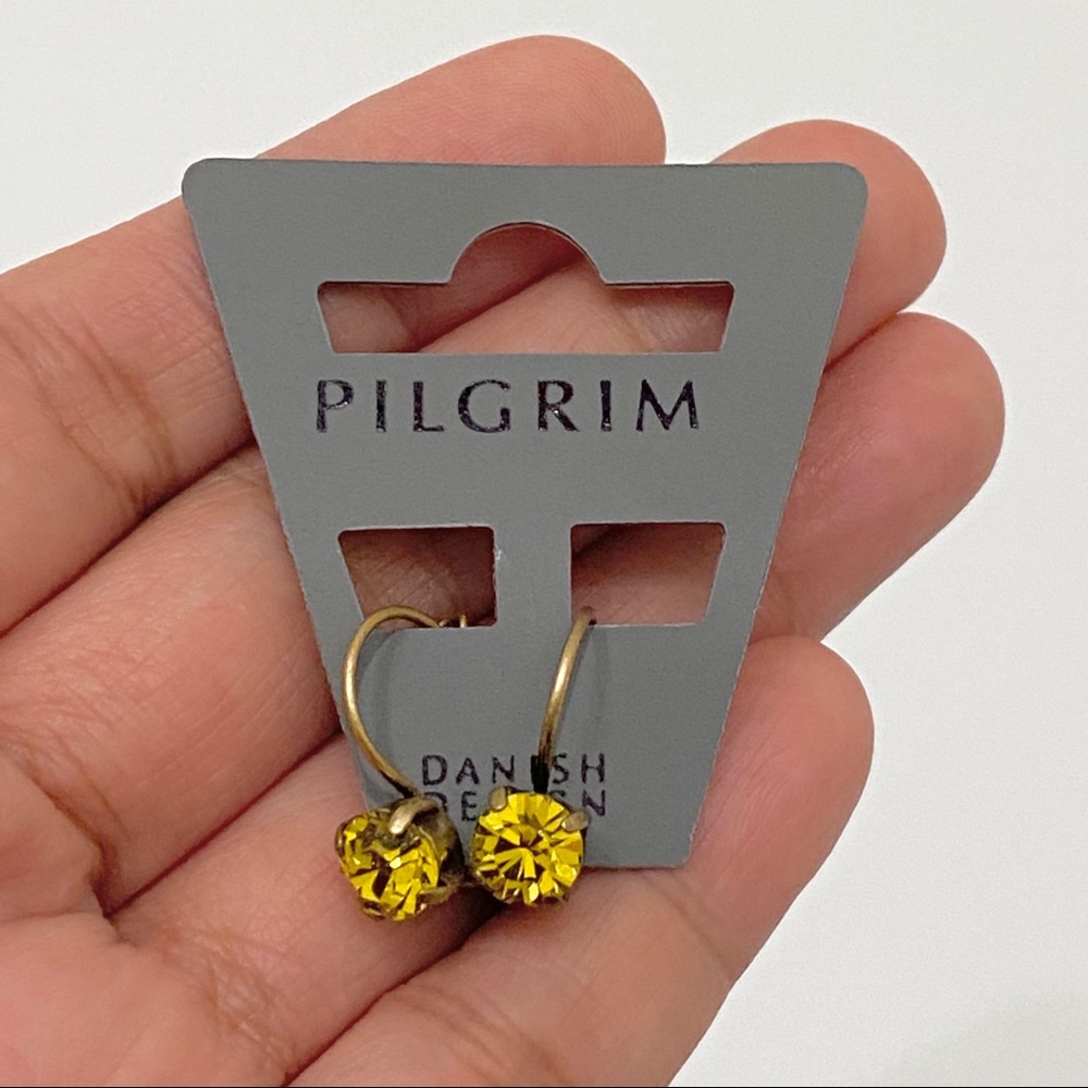 Pilgrim Yellow Topaz Birthstone Post Earrings